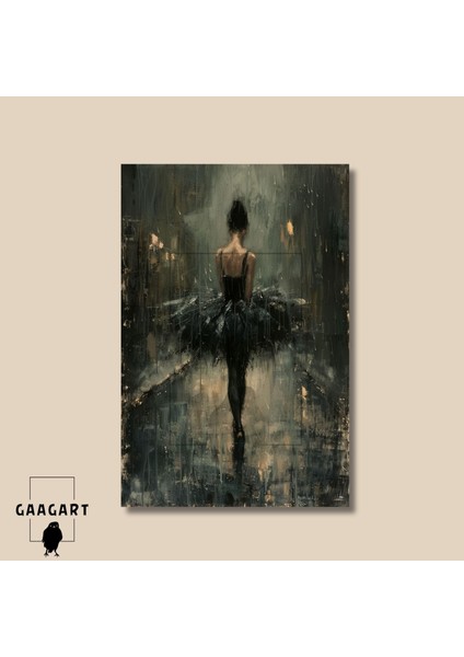 Tekli Dikey Kanvas Duvar Tablosu Siyah Elbiseli Yalnız Kız modelleri