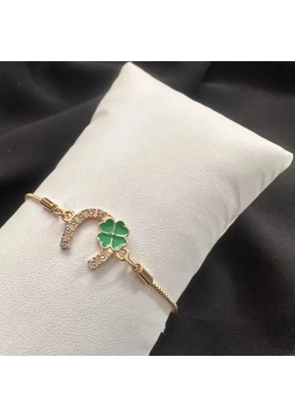 1098 Tasarım Model Taşlı Yonca Bileklik