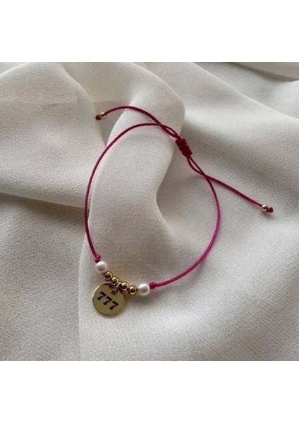 5663 El Yapımı Sayı Sekanslı 777 Bileklik - Koyu Pembe fiyatları