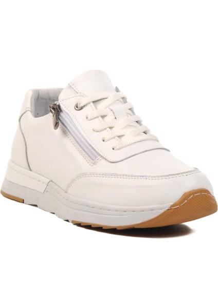 Beyaz Deri Anatomik Kadın Casual Ayakkabı AY385 Z
