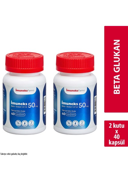 Farma 50 mg Beta Glukan (1,3/1,6) Içeren Takviye Edici Gıda 40 Kapsül x 2 Adet