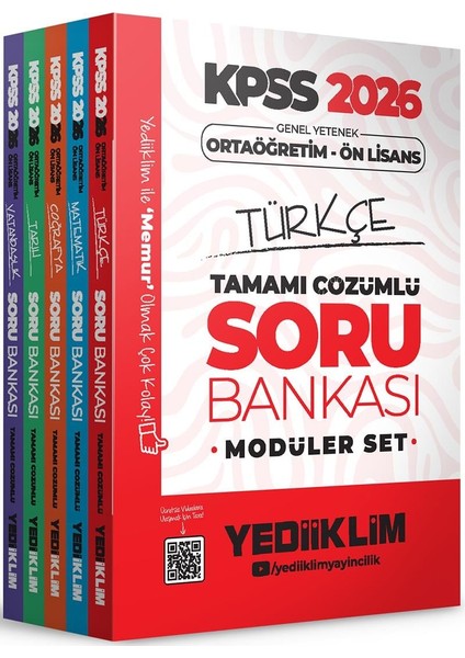 Yediiklim 2026 Kpss Ortaöğretim Ön Lisans Genel Yetenek Genel Kültür Tamamı Çözümlü Modüler Soru Bankası Seti
