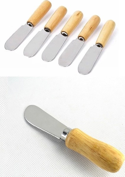 Tereyağı Bıçağı - Mini Spatula Ahşap Saplı 6 Adet