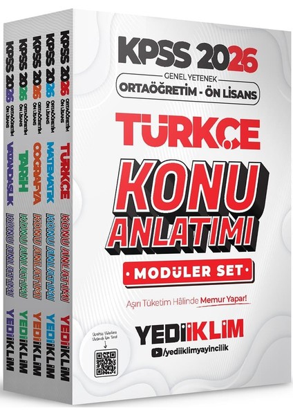 Yediiklim 2026 Kpss Ortaöğretim Ön Lisans Genel Yetenek Genel Kültür Konu Anlatımlı Modüler Set