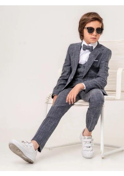 Erkek Çocuk Cep Mendil Detaylı Keten Takım Elbise (5-9 Yaş Arası) indirimleri