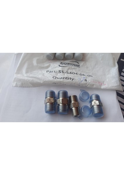 Çelik Boru Bağlantısı SS-5404-06-06 | 3/8" Nptf Erkek x 3/8" Nptf Erkek (Paslanmaz) Discount Hydraulıc Hose 8 Adet