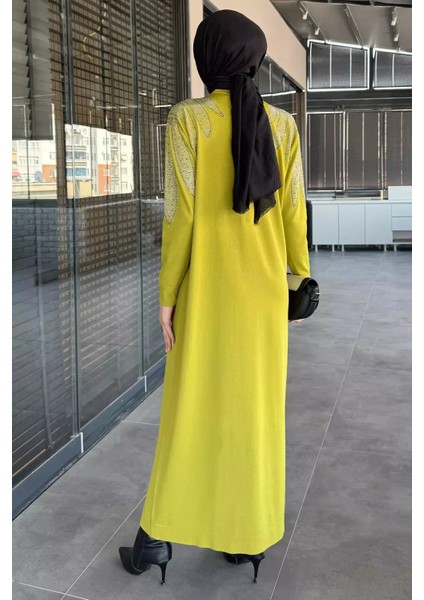Taş Işlemeli Tesettür Triko Elbise P-00015518