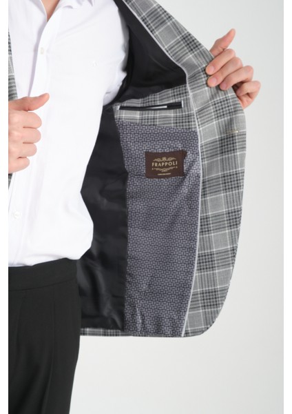 Uche Erkek Vizon Ekose Desenli Slim Fit Mono Yaka Blazer Ceket fırsatları