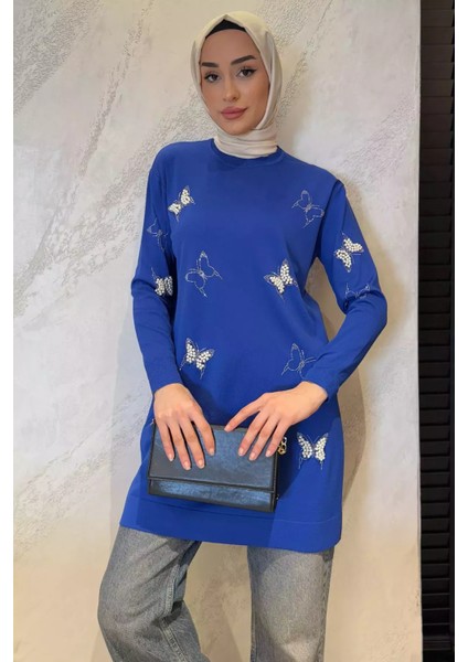 Kelebek Taşlı Bisiklet Yaka Tesettür Tunik P-00015449 fiyatları