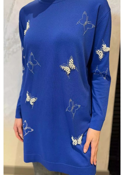 Kelebek Taşlı Bisiklet Yaka Tesettür Tunik P-00015449 modelleri
