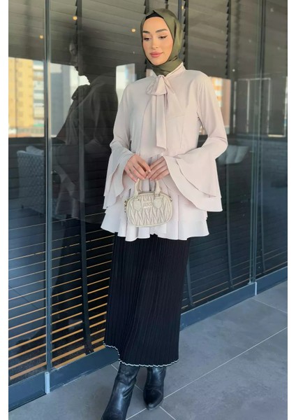Tesettür Piliseli Şifon Tunik P-00015448