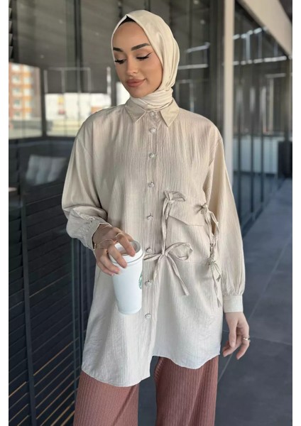 Yan Bağlamalı Taş Detaylı Tesettür Gömlek P-00015520 fiyatları