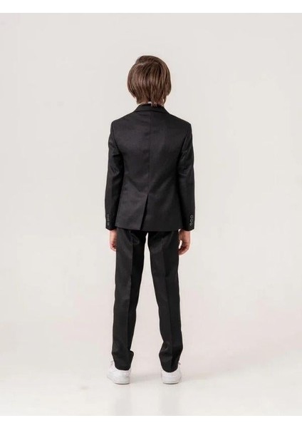 Erkek Çocuk Dokulu Kumaş Yakası Rozet Detaylı Klasik Takım Elbise fırsatları