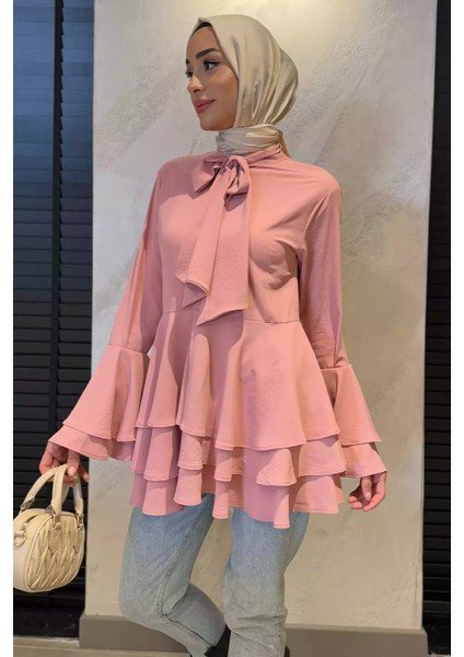 Tesettür Piliseli Şifon Tunik P-00015448