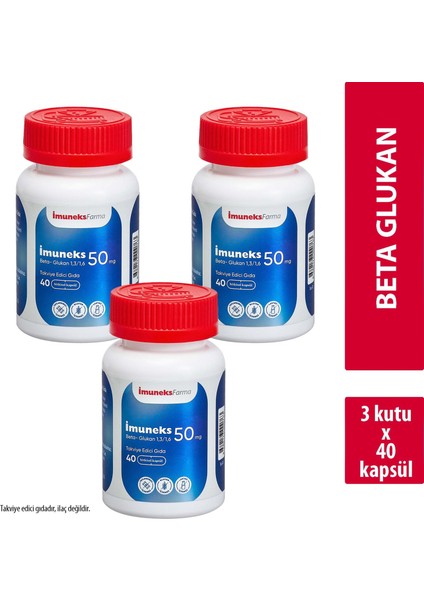 Farma 50 mg Beta Glukan (1,3/1,6) Içeren Takviye Edici Gıda 40 Kapsül x 3 Adet