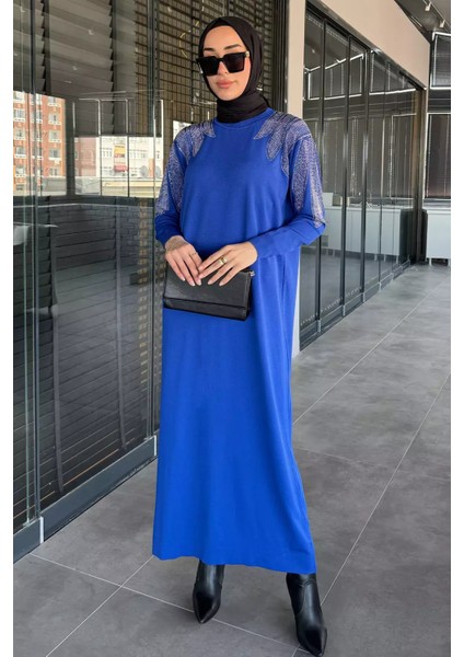 Taş Işlemeli Tesettür Triko Elbise P-00015518