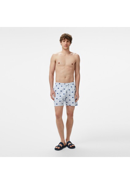 Erkek Lacivert Regular Fit Çizgili Deniz Şortu T55114T.4NV