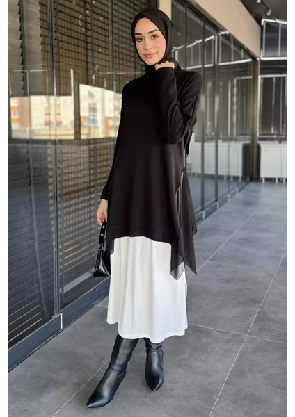 Bisiklet Yaka Sıfır Kol Içlik Elbise P-00015354