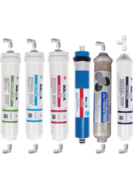Kapalı Kasa Su Arıtma Cihazlarına Uyumlu 6'lı Filtre Seti, 10 Aşamalı Sulook Membranlı