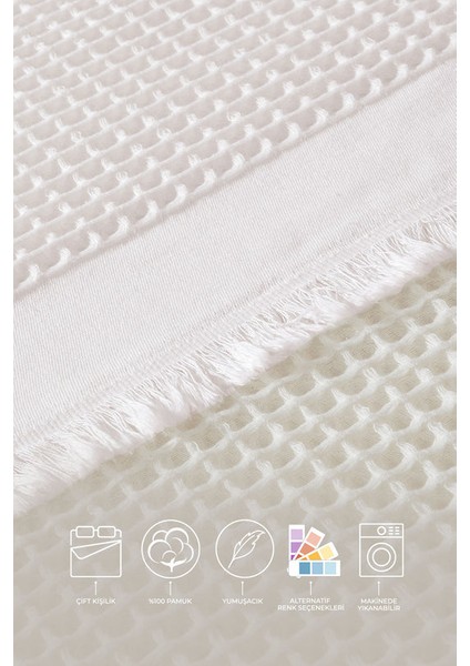 Ruffle Pike Çift Kişilik (220 x 240 cm ) Beyaz