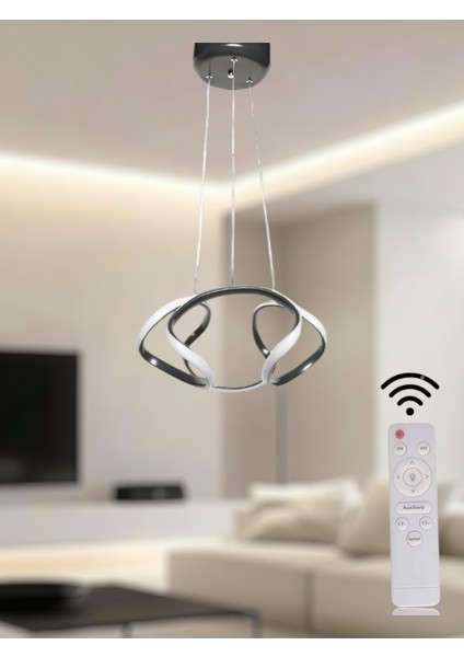 Modern Siyah Drone Model 3 Renk Kumandalı (Beyaz/Sarı/Günışığı) LED Avize