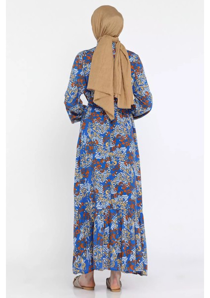 Kuşaklı Desenli Tesettür Elbise P-00015323 modelleri
