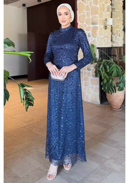 Pul Işlemeli Tesettür Abiye P-00015296