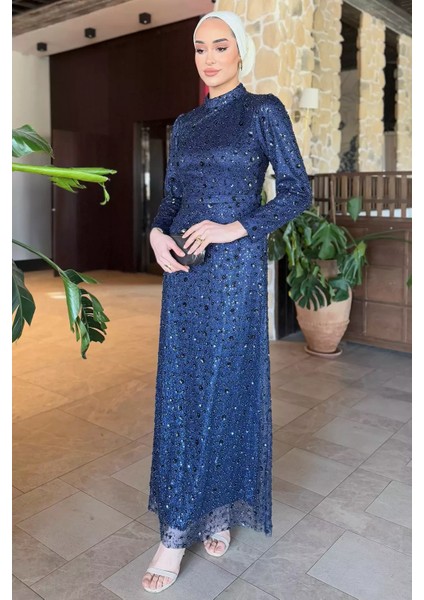 Pul Işlemeli Tesettür Abiye P-00015296 modelleri