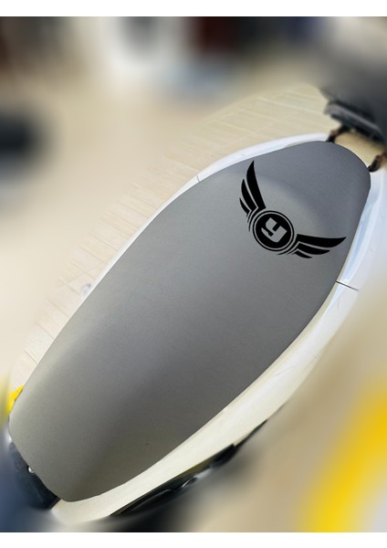 Yukı Rısotto Gri Kumaş Motosiklet Sele Kılıfı Logolu Penye Sele Koltuk Kılıfı-A