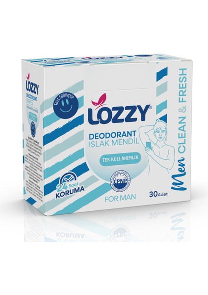 Erkekler Için Deodorant Mendilleri -Okyanus Kokulu - Doğal ve Etkili Vegan Içerikler - Alüminyumsuz - Plastiksiz - Ph Dengeli - Hipoalerjenik - 30'lu Paketi
