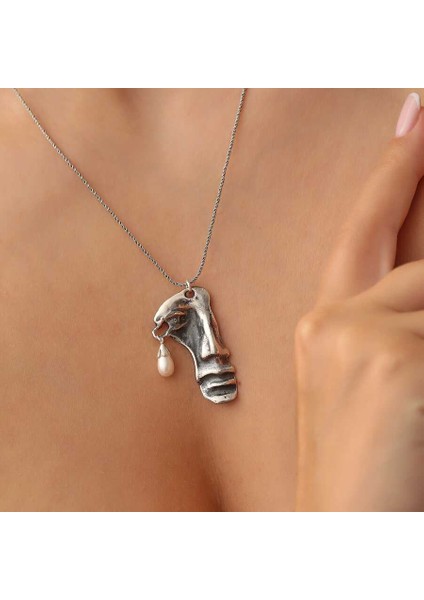 925 Ayar Gümüş Oksitli Yüz Süliyeti Kolye