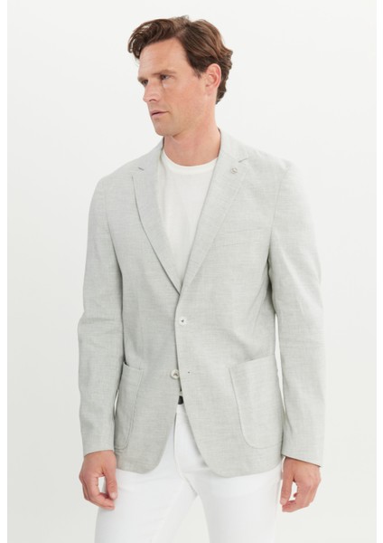 ALTINYILDIZ CLASSICS Erkek Gri Slim Fit Dar Kesim Mono Yaka Cepli Desenli Magic Ceket