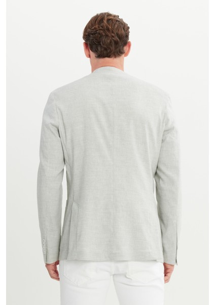 ALTINYILDIZ CLASSICS Erkek Gri Slim Fit Dar Kesim Mono Yaka Cepli Desenli Magic Ceket