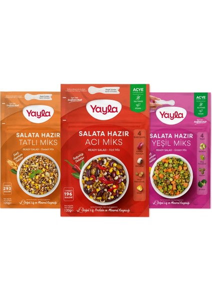 Salata Hazır Tatlı-Acı-Yeşil Miks 120 gr x3