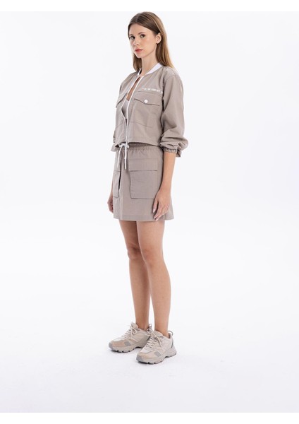 Slim Fit Beli Lastikli Basic Kadın Mini Etek
