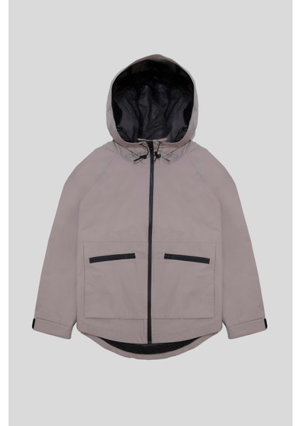 Kapüşon Yaka Oversize Fermuarlı Kadın Mont