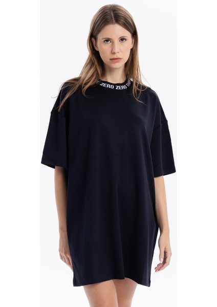 Yakası Zero Nakışı Oversize Kadın Elbise