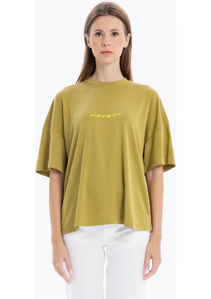 Bisiklet Yaka Oversize Sırtı Açık Kadın T-Shirt