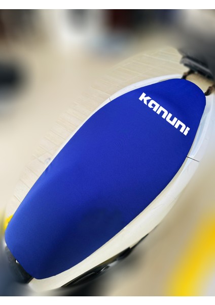 Kanuni Zebra Mavi Kumaş Motosiklet Sele Kılıfı Logolu Penye Sele Koltuk Kılıfı-A