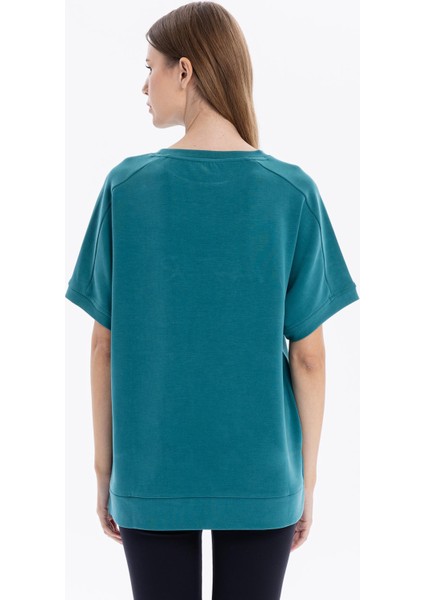 Bisiklet Yaka Rubber Baskılı Kısa Kol Kadın T-Shirt