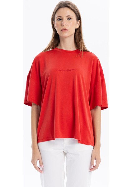 Bisiklet Yaka Oversize Sırtı Açık Kadın T-Shirt