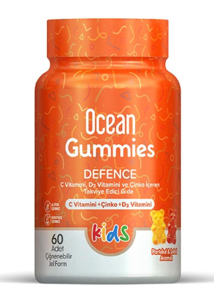 Ocean Gummies Defence Kids 60 Adet Çiğnenebilir Jel Form