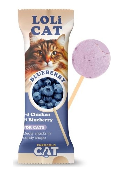 Cat Lolicat Kediler Için Tavuklu Yaban Mersinli Lolipop