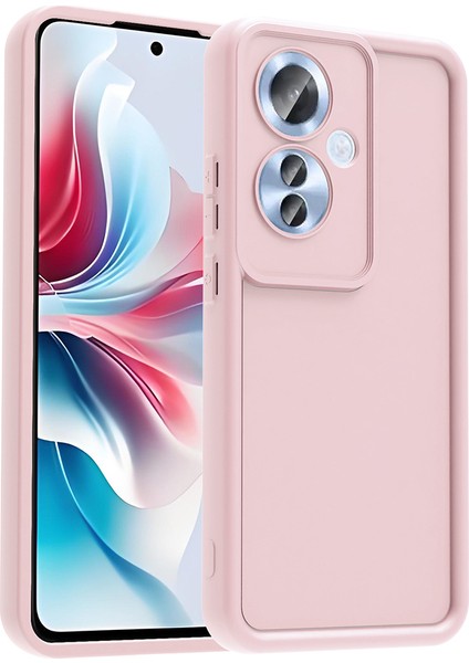 Oppo Reno 11F ile Uyumlu Kılıf Parlak Tek Renkli Yüzey Dayanıklı Malzeme & Tam Koruma Redolent Kılıf Ergonomik Kavrama Kolay Erişim Kapak Pembe