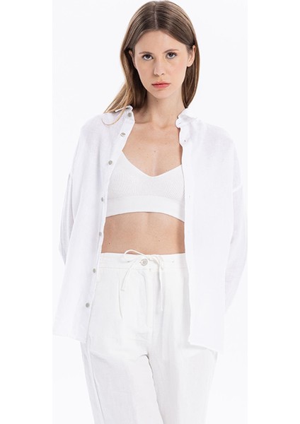 Oversize %100 Keten Uzun Kollu Kadın Gömlek fiyatları
