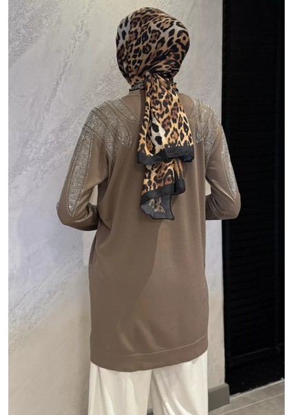 Omuz Taşlı Tesettür Triko Tunik
