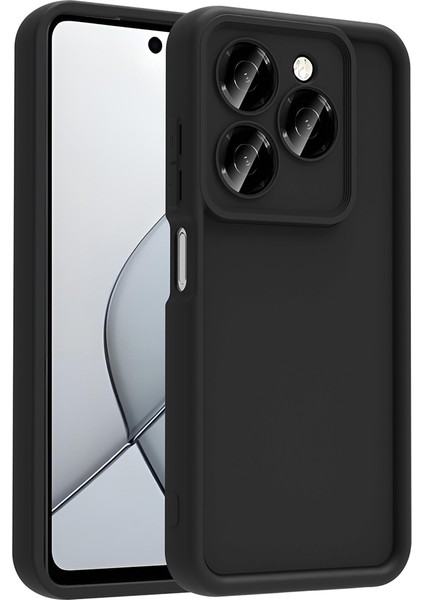 Tecno Spark 20C ile Uyumlu Kılıf Parlak Tek Renkli Yüzey Dayanıklı Malzeme & Tam Koruma Redolent Kılıf Ergonomik Kavrama Kolay Erişim Kapak Siyah