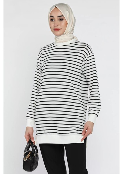 Siyah Çizgili Tesettür Tunik P-00011073