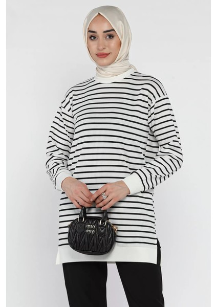 Siyah Çizgili Tesettür Tunik P-00011073