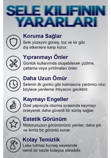 Sym Jet 14 Siyah Kumaş Motosiklet Sele Kılıfı Logolu Penye Sele Koltuk Kılıfı-A